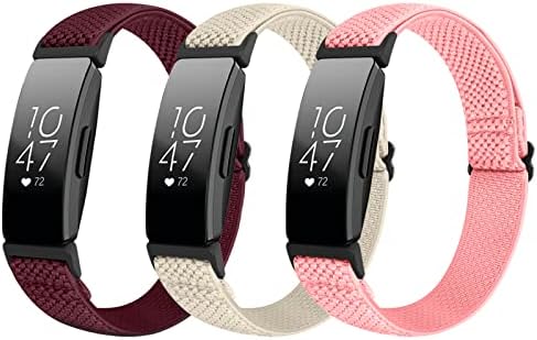 Huamanlou Adjustable Elastic Nylon Sport Bands Compatible with Fitbit Inspire 2/Inspire/Inspire HR/Ace 2/Ace 3, Soft Solo Loop Stretchy Straps Replacement Wristbands for Fitbit Inspire Women Men