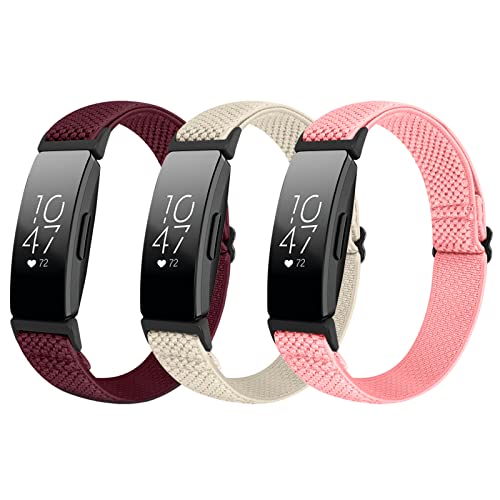 Huamanlou Adjustable Elastic Nylon Sport Bands Compatible with Fitbit Inspire 2/Inspire/Inspire HR/Ace 2/Ace 3, Soft Solo Loop Stretchy Straps Replacement Wristbands for Fitbit Inspire Women Men