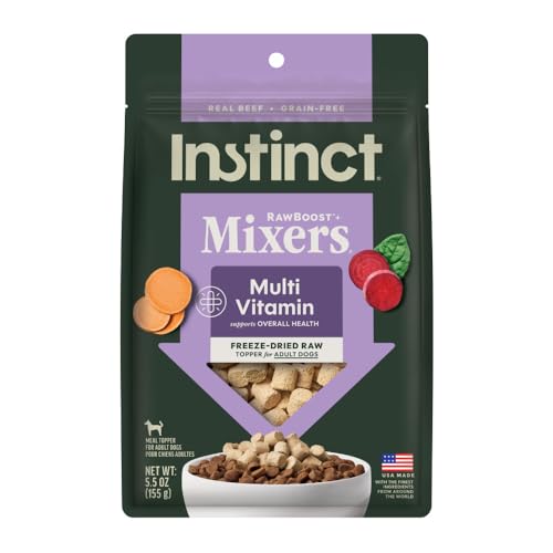 Instinct RawBoost Functional Mixers, Freeze Dried Dog Food Topper, Grain-Free, Real Beef - Multivitamin for Adults, 5.5 oz. Bag