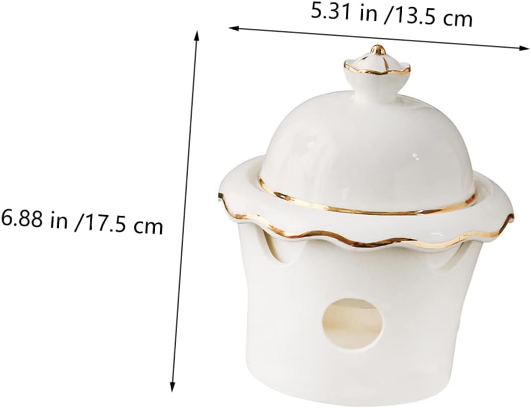 Alipis Ceramic Cubilose Bowl Lid 200ml Multi-Purpose Heating Dessert Bowl Gold Trim Microwave Dishwasher Safe for Home Dessert Serving