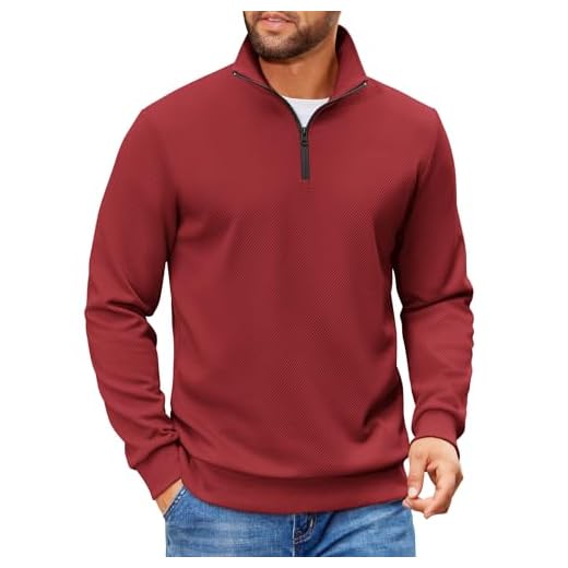 COOFANDY Men's 3/4 Zip Pullover Sweatshirt