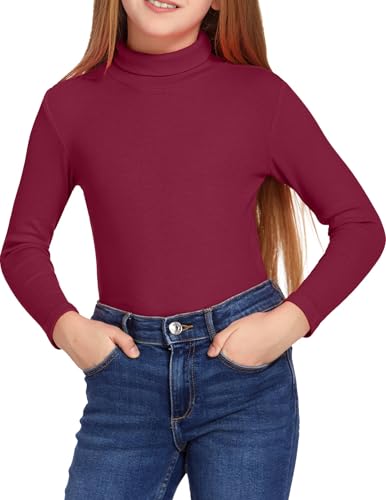 Image of Arshiner Girls Turtleneck Sweater Kids Casual Long Sleeve Knit Pullover Tops