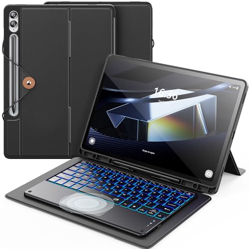 INFILAND Capa de teclado para Samsung Galaxy Tab S9+/S9 FE+/S10+ 12,4 polegadas com luz de fundo de