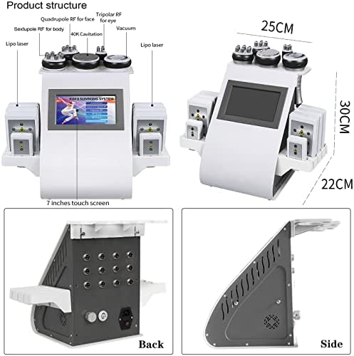 Babiloon Body Machine, 6 in 1 Cavitation Machine Professional Skin Lift Radio Frequency Massager Multipolar Vacuum Reduction Device for Arm Waist Thigh Hip Leg, 40K Cavitation Machine