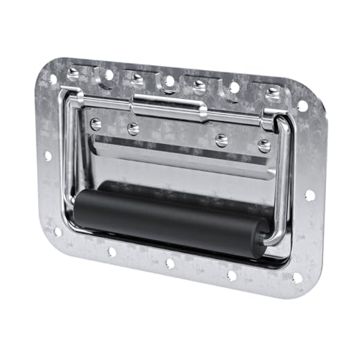 TCH Hardware 500-110800, Silver Medium Spring Loaded Steel Recessed Handle with zinc Plating Silver Medium Steel Recessed Handle