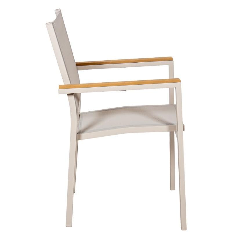 Chaise d'extérieur en aluminium DRW crème 86x50x60 cm pour jardin