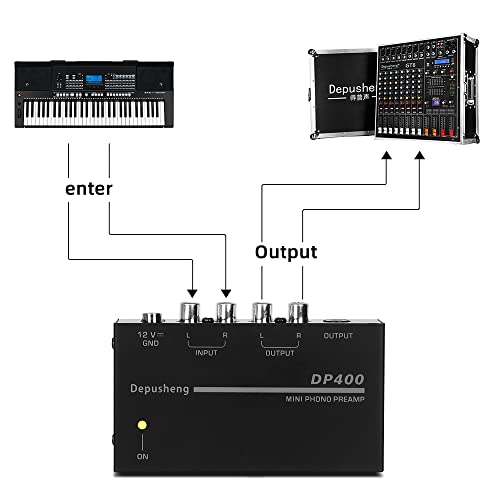 Phono Turntable Preamp, Mini Electronic Audio Stereo Phonograph Preamplifier，Separate Dc 12V Power Adapter, Rca Input, Rca Output & Low Noise,Portable-Depusheng Pp400, Black #TOP6