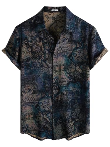 Image of JOTOOK Mens Hawaiian Shirt Short Sleeve Button Down Tropical Shirts Casual Floral Summer Beach Shirt