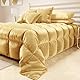 PETTI Artigiani Italiani - Steppdecke aus weichem und warmem Samt 350 g/m², Einzelbettdecke, doppelseitig, Einzelbettdecke: 160 x 260 cm, Gold, 100% Made in Italy