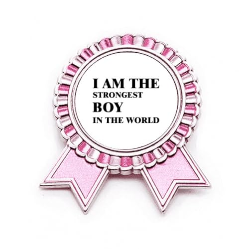 Broche rose I Am The Strongest Boy Art Déco en métal taille M
