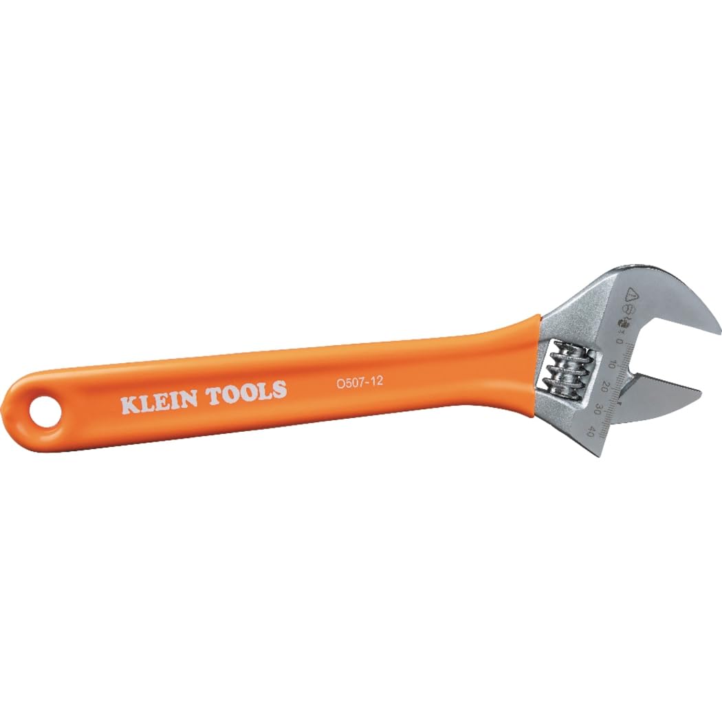 Klein Tools O50712 Verstellbarer Schraubenschlüssel, extra Kapazität, geschmiedeter, wärmebehandelter legierter Stahl, SAE, metrische Skalen, kunststoffgetauchter Griff, 30,5 cm