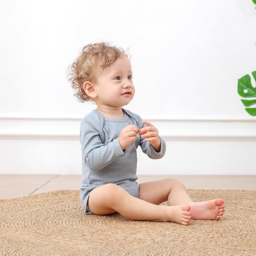 Baby Organic Cotton Romper Long Sleeve Bodysuit Solid Boy Girl Infant Romper Jumpsuit Outfit 3 Pack4