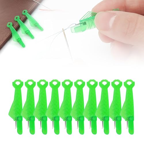 Fish Type Sewing Machine Needle Threader, 2024 Upgrade Automatic Sewing Needle Threading Machine, Simple Needle Threader, Fast Sewing Machine Ring Needle Threader Self Threading Tool (Green-10pc)