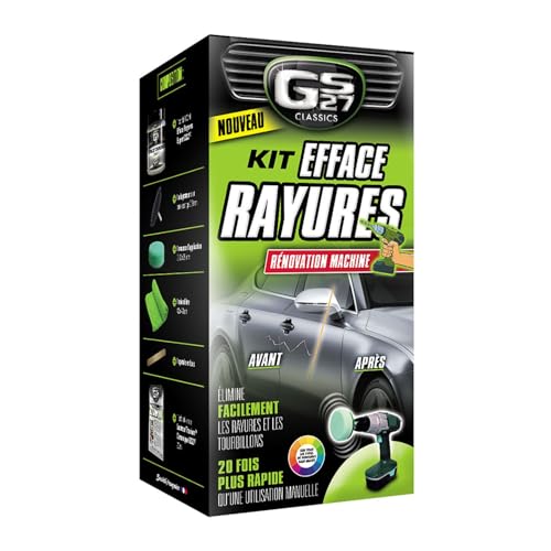 GS27 - Kit Efface Rayures Voiture en Mousse- À Utiliser Avec Une Perceuse - Élimine Facilement Les Rayures De La Carrosserie