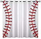 Sports Baseball Blackout Curtains for Girls Boy Home Decor, Texture Laces Closeup Background Grommet