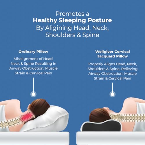 Image of CareFoam Cervical Memory Foam Pillow for Neck Support | 2-Year Manufacturing Warranty | Orthopedic Contour Pillow for Cervical Spine Alignment & Shoulder Support | Made in India | 19 x 11 x 3.5 Inch