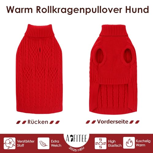 AOFITEE Hundepullover Große Hunde, XXL Hunde Weihnachtspullover Warm Hundepullover Rollkragenpullover, Winter Hundepulli Große Hund Strickpullover Winter Hundebekleidung Pullover für Labrador 2XL