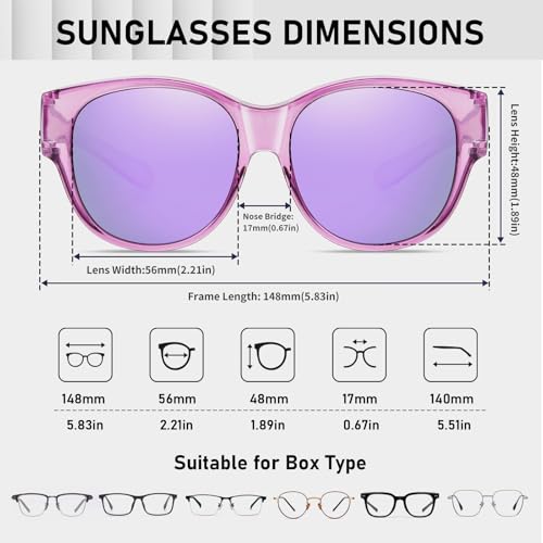 Image of HAOLOTA Fit Over Glasses Sunglasses for Women Polarized | Over Glasses Sun Glasses, UV400 Polarized Lens, Trendy Cat Eye Sunglasses, Lightweight and Flexible, Driving, Daily Use