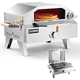 Razorri Outdoor Propane Pizza Oven with 13' Stone and Thermometer, 2-in-1 Gas Pizza Maker and BBQ Grill for Camping, Patios, and Outdoor Cooking