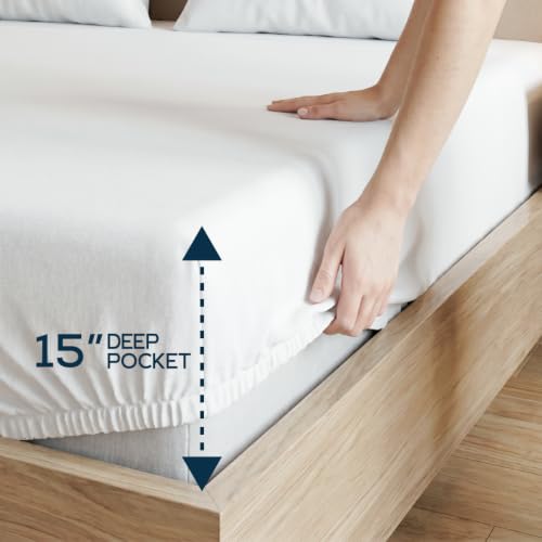 Image of 20-Pack Hotel Quality Queen Fitted Sheet for Resorts,White, Brushed Microfiber Bottom Sheets Only, Deep Pocket, Soft, Wrinkle, Shrink & Fade Resistant