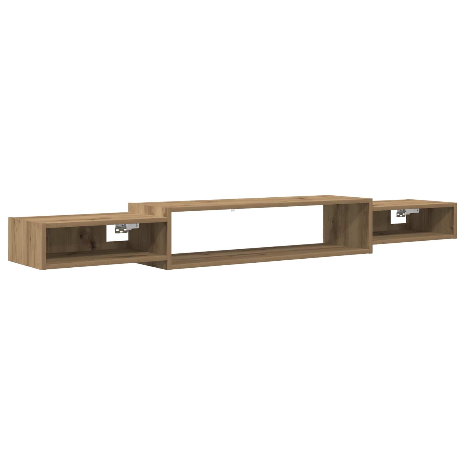 TV Board Schwebend 180cm, Wand-TV-Schrank Artisan-Eiche | Modernes Medienregal für Wohnzimmer oder Schlafzimmer. Platzsparende Wandhalterung mit drei offenen Fächern.