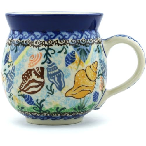 Polish Pottery 11 oz Bubble Mug made by Ceramika Artystyczna (Auntie Em Theme) + Certificate of Authenticity (Ocean Whisper)