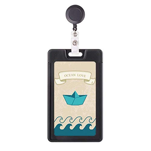 Porte-badge rétractable papier bateau océan amour mer voile