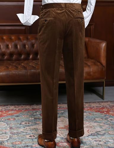 ONAXTDA Mens Corduroy Dress Pants Casual Slim Fit Straight Leg Fall Spring Long Trousers for Party Wedding Prom3