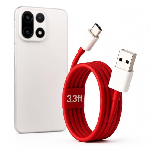 Image of Oneplus 80W Charging Cable USB to Type C Warp Charger SuperVooc /Dash Fast Charge Cable for Oneplus 11,11R,10 Pro,10R,10T,9RT,9R,8R,8T Charge Cable for 6 /6T /7 /7T,Nord,Ce2 Lite 5G,Ce 3 5G,Ce3 Lite, Red