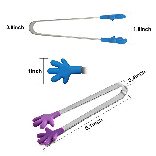 image for 6PCS Silicone Mini Tongs, 5Inch Hand Shape Food Tongs, Colourful Small