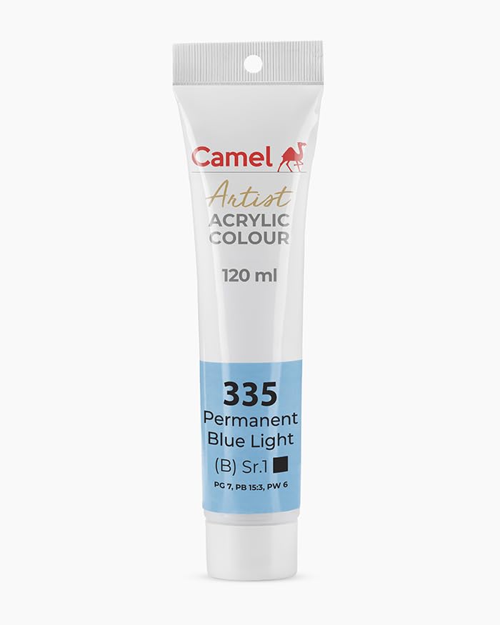 Camel Artist Acrylic Colour, 120 ml (INDIVIDUAL SHADES) (335 PERMANENT BLUE LIGHT)-image-16