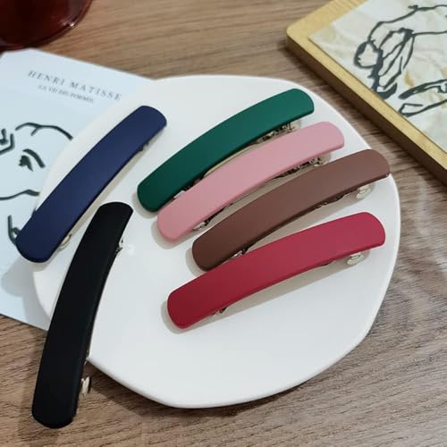 6 قطع من مشابك الشعر غير اللامعة من تشيكابود، مشابك شعر مسطحة متعددة الالوان، دبابيس شعر معدنية سهلة التركيب لا تتلف الشعر، مشبك فرنسي انيق، مشابك تصفيف الشعر للبنات والنساء (مستطيل)