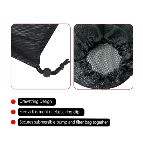 2 bolsas de filtro para bomba de malla de nylon negro miniatura 6