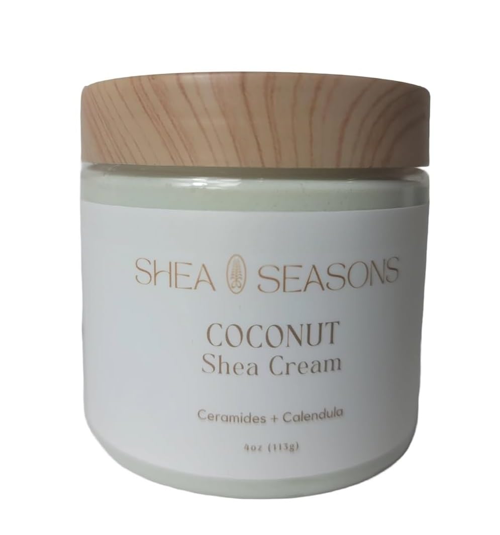 Shea Butter Cream Hydrating Body Cream for Dry Skin Raw Shea Butter Paraben Free Cream 4 oz, COMBO 2pcs (COCONUT and VANILLA)