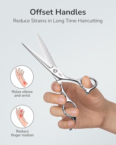 Image of Hair Cutting Scissors, ULG Professional Hair Scissors 6.5 inch Shark Series Right-Hand Razor Edge Barber Shears Salon Hair Cutting Shears Made of Japanese Stainless Steel, Hand Sharpened Blue