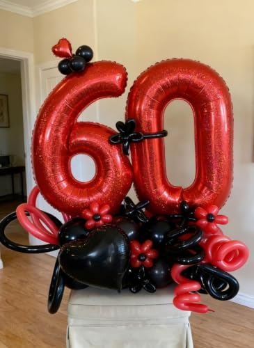 Image of Laser Red 1 Balloon - Number Balloon 40 Inch, 1st Hot Pink Decorations | Giant foil helium inflatable 1st balloon numbers, Laser Red birthday party decorations for men & women, helium supported