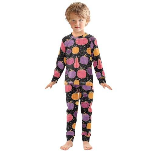 Pajama Sets Long Sleeve Pumpkin Colorful Pattern Soft Comfy Sleepwear 2 Piece PJS 3-8T2