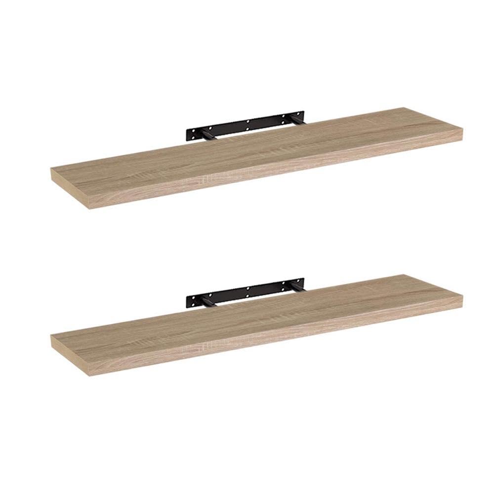 LOLAhome Set de 2 estantes de Pared flotantes de MDF Natural Decorativo,Balda de Pared, De 23x120 cm para Salón, Cocina, Oficina, Dormitorio,Resistente