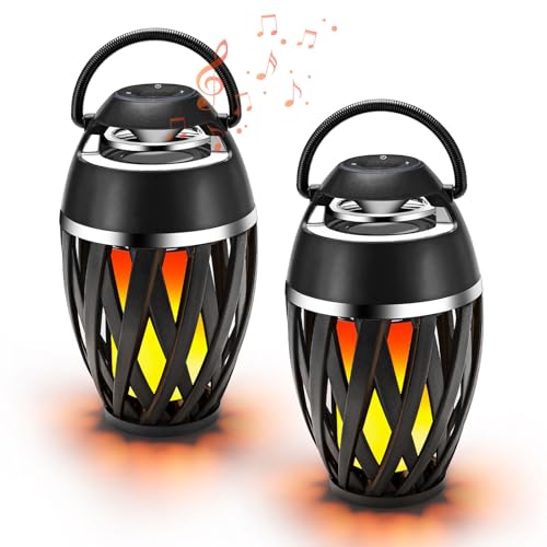Gleecosy Outdoor Speakers Bluetooth Waterproof Wireless with LED Flame Atmosphere