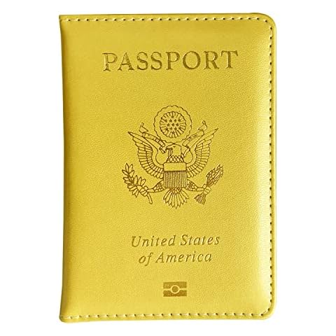 Missmore Premium PU Leather Passport Holder - USA Logo Printed | Stylish, Durable, Travel Essential (N-GD-Yellow) Cover