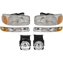 Headlight Left Right Side Clear Lens W/Bulb Headlamp for Sierra 1500/1500HD/2500HD/3500 Classic 07 for Sierra 1500/2500HD/3500 04-06 for Sierra 1500HD 05-06 for Sierra 2500 04