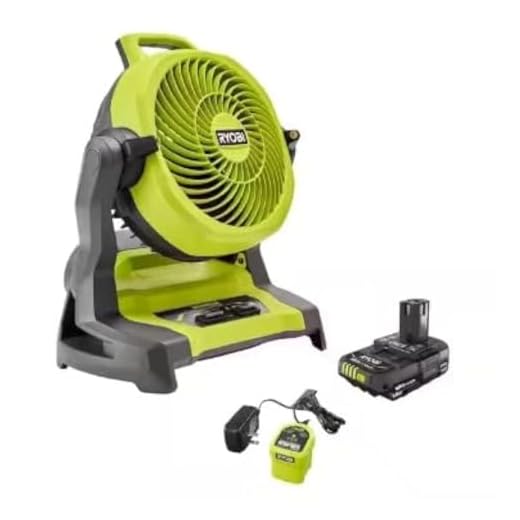 RYOBI ONE+ 18V Cordless 7-1/2 in. Bucket Top Misting Fan Kit with 1.5 Ah Battery and Charger Yellow/Black Medium PCL851K