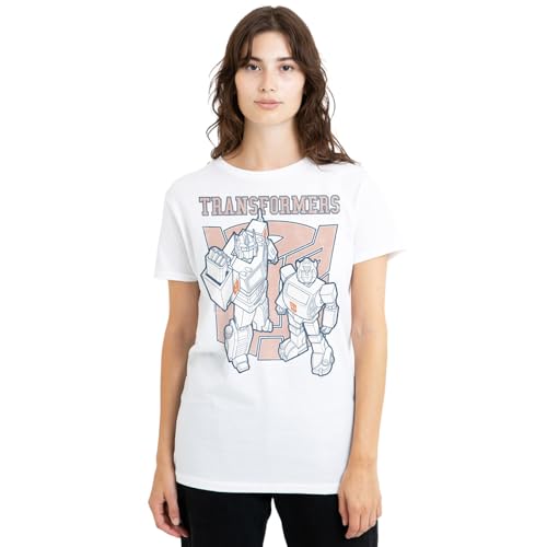 T-shirt Transformers femme blanc Generations Bumblebee et Optimus
