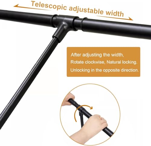 Klappbarer Kleiderlift für Garderoben, Aluminium Hang Wandmontage Kleiderlift für Garderobe, Schrank, Ankleidezimmer bis 20 Kg, Doppel-Puffer-System, Breiten-verstellbar (Schwarz, 65-85cm)