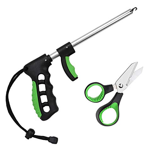 OUTFANDIA Fish Hook Remover Fishing Tackle Fishing Tool Fishing Gear, Spring-Loaded Handle, Upgrade Sharp Fishing Line Scissors, Fishing Gifts for Men