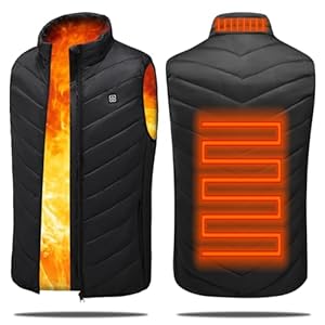 JC Gens Men’s Heated Vest Electric Heated Vest with 2 Heating Zones for Winter Outdoor Skiing Camping Hiking