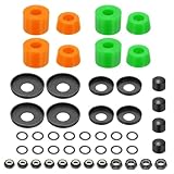 YELARXI Skateboard Bushings, Skateboard Truck Rebuild Long-Board Kit Bushings Washers Pivot Cups-Fitting for (Outdoor Skateboard Parts) 92A & 2 Pack & PU & Green/Orange