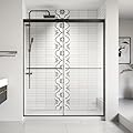 Sliding Shower Door,Royal Guard 56-60" W x 70" H Semi-Frameless Double Sliding Glass Shower Door with 1/4'' (6mm) Clear SGCC Tempered Glass,Matte Black