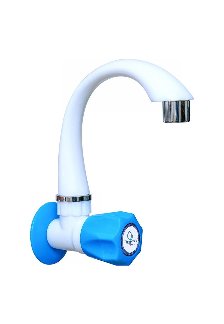 Droptech Pvc Sink Taps Cock For Kitchen Sink Faucet/Plastic Sink Cock Tap/Bathroom Wash Basins Wall Mounted Standard Size 1/2'' (15Mm) Blue Shed, Polished-image-14