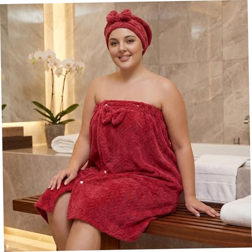 Serviette et bonnet de douche femme en polaire jupe de bain
